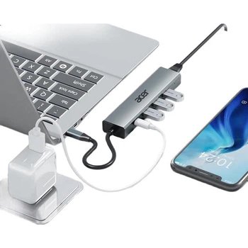 Док-станция расширения Acer Type-C, адаптер для гигабитного Ethernet-порта, USB 3.0-концентратор, проводная сетевая карта, преобразователь RJ45, совместима с ноутбуками.