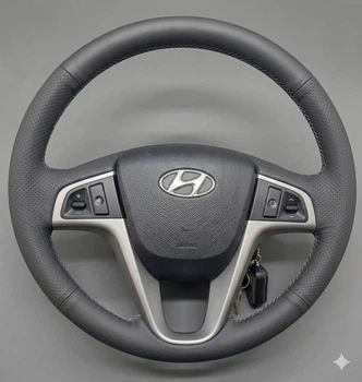 Чехол-оплетка на руль из автомобильной эко-кожи Hyundai Achent