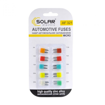 Предохранители Solar Micro AF-321 от 5А до 30А 10 шт (Auto/60584)