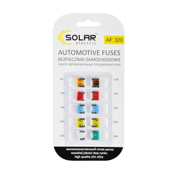 Предохранители Solar Mini Low Pro AF-320 короткая ножка от 5А до 30А 10 шт (Auto/49423)