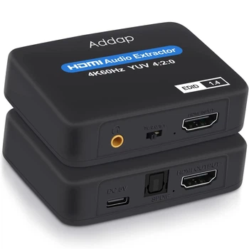 Цифровой HDMI аудио экстрактор, преобразователь звука с HDMI на 3,5мм miniJack и SPDIF 5.1 систему Addap HAE-01, 4K