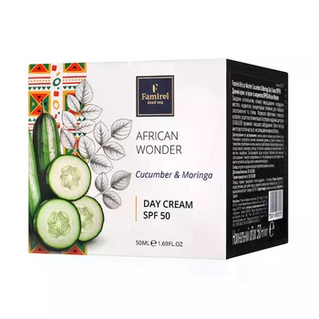 Денний крем Famirel African Wonder Cucumber & Moringa Огірок та Морінга SPF 50, 50 мл (7290114087070)