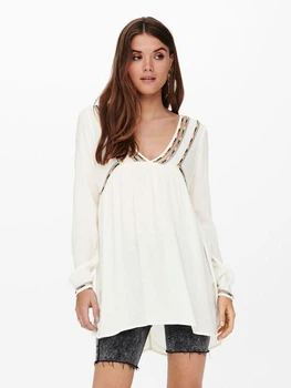 Кофта туніка ONLMYNTE L/S TUNIC WVN 15226378 Cloud Dancer ONLY L Білий 15226378CLOUDDANCER M