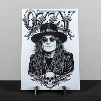 3D картина Оззі Осборн - Ozzy Osbourne Skull з підставкою Сірий