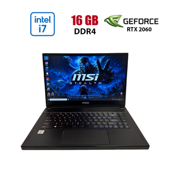 Игровой ноутбук Б-класс MSI GS66 Stealth 10SE / 15.6" (1920x1080) IPS / Intel Core i7-10750H (6 (12) ядра по 2.6 - 5.0 GHz) / 16 GB DDR4 / 512 GB SSD / nVidia GeForce RTX 2060, 6 GB GDDR6, 192-bit / WebCam б/у