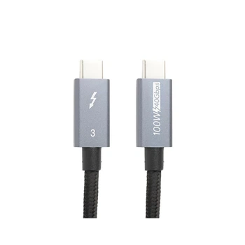 Дата кабель USB-C to USB-C 1.0m Thunderbolt 3 40Gbps, 100W, 20V/ 5A, 4K/ PowerPlant (ek19319)