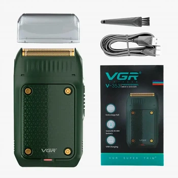 Электробритва сеточная VGR V-353 2 головки USB 5V 100г 7x4x10 см зеленая для бритья и тримминга