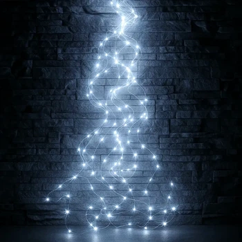 Светодиодная гирлянда USB 200 LED 2 метра 20 нитей холодный белый свет для украшения интерьера