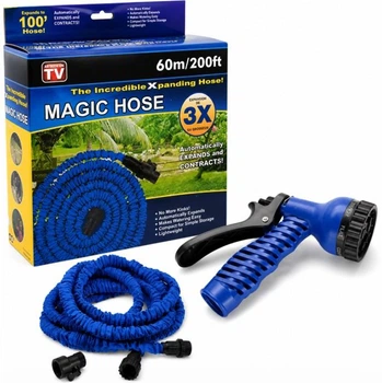 Садовий шланг для поливу MAGIC HOSE 60м/200ft саморозтяжний, синій
