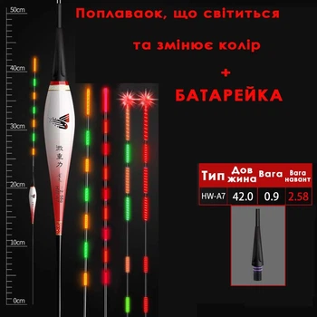 Led поплавок + Батарейка, 42см на 2,6г, для ночной рыбалки с гравитационным датчиком.