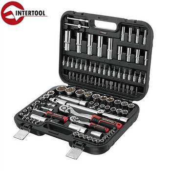 Набор инструментов профессиональный INTERTOOL ET-8110 ( STORM, 1/2" + 1/4", Cr-V, 110 од., SUPER LOCK, головки: 4-32 мм, E4-E24, біти 35 од., прод. головки: 6-22 мм)