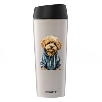 Термокухоль Ardesto Coffee Time Maltipoo 450 мл нержавіюча сталь бежевий (AR2645MP)