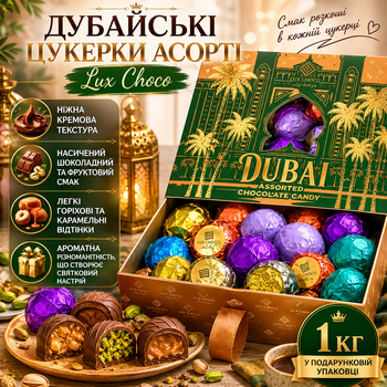 Дубайские конфеты ассорти Lux Choco, 1 кг в подарочной упаковке
