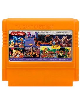 Сборник Игр RMC Famicom Dendy 7 in 1 Aladdin SNES, Golden Axe 4, Mighty FF, Banana Prince, Doki Crazy Land, Contra 2, 3 Eyes Boy A578 90х TV Game Английская Версия Только Картридж Б/У