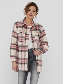 Куртка ONLDEENA-KAWI L/S CHECK SHACKET PNT 15235844-Flamingo Pink-Checks:Mojave Desert/ Night ONLY L 15235844-FLAMINGO PINK-CH S