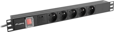 Listwa zasilająca Lanberg 19" 1U 16A 2M 5X French Outlets Black (PDU-05E-0200-BK)