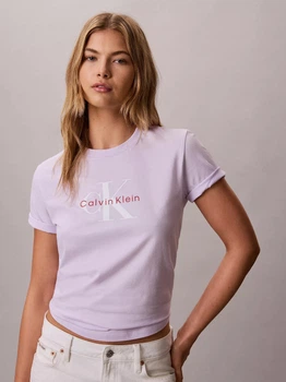 Футболка бавовняна жіноча Calvin Klein 47B864G(Island Lilac) S Лілова (199155929615)