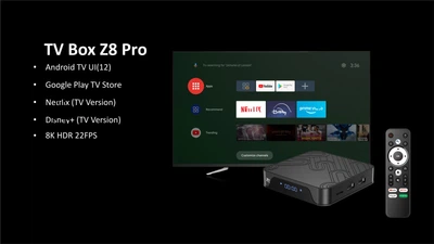 Настроенная Смарт ТВ приставка Z8 Pro 4/32 GB Slimbox Android TV 12 Allwinner H618 с Bluetooth-пультом и голосовым поиском | 8K HDR медиаплеер с AV1 на андроид | Smart TV Box | ТВ Бокс с WiFi 2.4 и 5ГГц + YouTube без рекламы | ТВ каналы | Фильмы и Сериалы