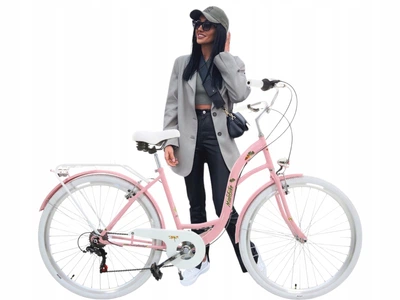 Стильний жіночий велосипед 28'' Shimano 7 передач, рожевий, легкий комфорт, жіночий стиль