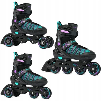 Роликові ковзани 3в1, регульовані RAVEN Cande Black/Mint/Violet 31-35