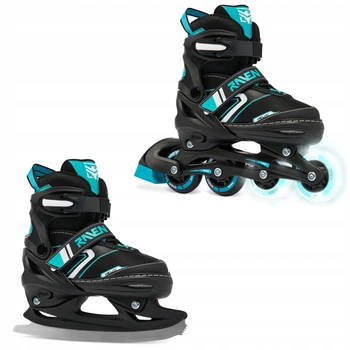 Роликові ковзани 2 в 1 з регульованими світлодіодними колесами RAVEN Helixi Black/Mint