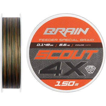 Шнур Brain Scout 4X 150m (camo) 0.148mm 8.6kg