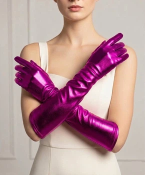 Яскраві латексні рукавички імітація латекс Honey Fashion Accessories S/М фіолетовий (7-83)
