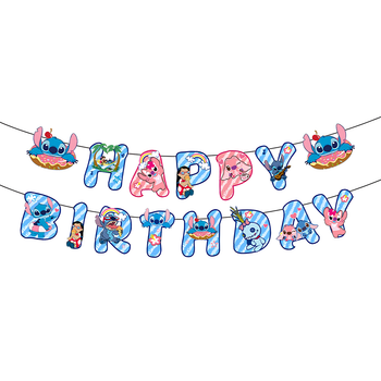 Гірлянда Розтяжка Паперова Happy Birthday Стіч Та Друзі