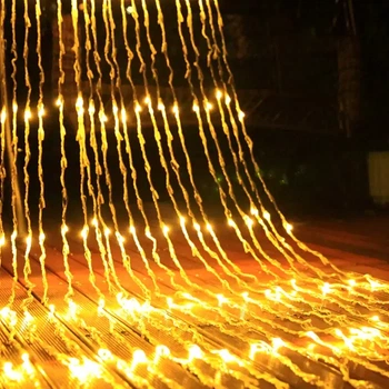 Гирлянда водопад 2х2м 11Вт желтое LED освещение для внутреннего применения с 8 режимами работы