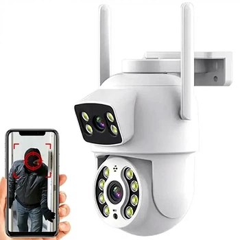 Wi-Fi поворотная камера видеонаблюдения 4Мп с ИК подсветкой для улицы IP66 с микрофоном и поддержкой MicroSD до 128ГБ