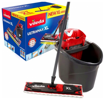 Набор для уборки швабра с ведром Vileda UltraMax Box XL микрофибра красный Чехия