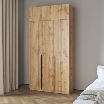 Шкаф трехдверный с антресолью, штангой и полками 1200x2400x500 мм дуб аппалачи (hm-63-64-ap)