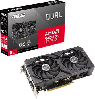 Видеокарта AMD Radeon RX 7600 8GB Asus Dual Evo OC (DUAL-RX7600-O8G-EVO) Б/У