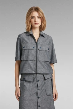 Жіноча сіра сорочка cropped shirt G-Star S D22914,D123