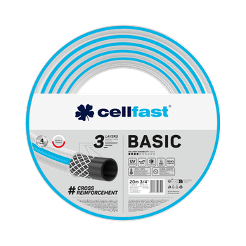 Шланг для полива Cellfast BASIC TSV 3/4'' 20 м – прочный, износостойкий, легкий и гибкий для ежедневного полива.