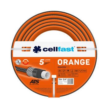 Шланг для полива Cellfast ORANGE TSV 3/4'' 15 м – прочный, износостойкий, легкий и гибкий для ежедневного полива.