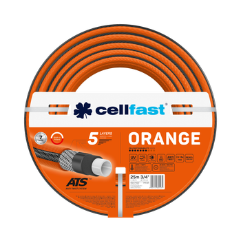 Поливальний шланг Cellfast ORANGE TSV 3/4'' 25 м – міцний, зносостійкий, легкий та гнучкий для щоденного поливу