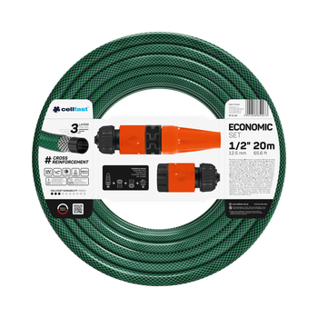 Поливочный Cellfast набор TSV ECONOMIC 1/2” 20м + набор фитингов BASIC – надежное соединение, быстрое подключение и длительный