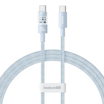 Кабель Baseus Gem Type-C - Type-C PD 100W (5A) 1м нейлоновый для ноутбука и быстрой зарядки Light Blue (P10373000111)