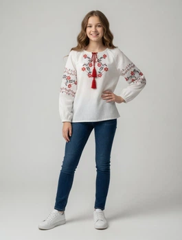 Вишиванка для дівчинки підлітка 140 Білий SOLOMEYA (715341-140)
