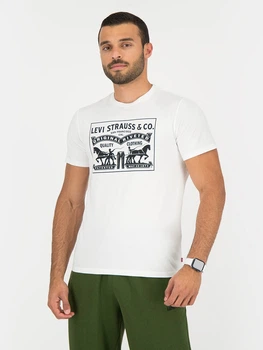 Футболка хлопковая длинная мужская Levi`s 716991758 2XL Белая с принтом (1159862014)