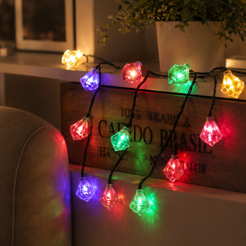 Уличная LED гирлянда на солнечной батарее Sirius SL2885M-DM20 с рассеивателями в форме кристаллов свет RGB 5.8м IP44