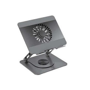 Настільна підставка для ноутбука з охолодженням XO C182 Metal Notebook Holder with Lighted Radiator для зручної фіксації пристрою, сірий