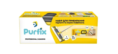 Набор для уборки пола Purfix : швабра-полотер и упаковка влажных салфеток (50шт)