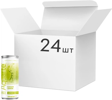 Упаковка воды Aquarte Support Can с экстрактом имбиря и лимонным вкусом 0.25 л х 24 банки (4820264291510)