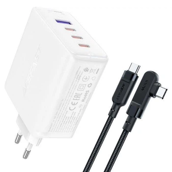 Сетевое зарядное устройство Acefast A37 белое 100W USB/3 Type-C QC PD + кабель Type-C to Type-C
