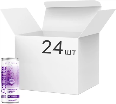 Упаковка воды Aquarte Relax Can с экстрактом ромашки и вкусом маракуйи 0.25 л х 24 банки (4820264291497)