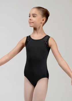 Купальник майка MIMI мікрополіамід+сітка флок, black, 128см