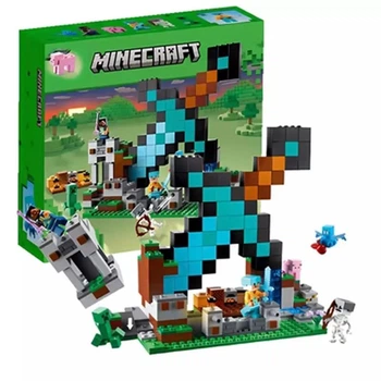 Конструктор Майнкрафт Minecraft Меч Битва 430 деталей Мешканці, Фортеця, Ферма + чоловічки