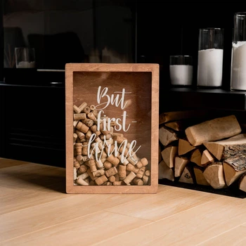 Коробка для винных пробок рaзмeр S (23x30) см цвет пекан подарок для дома But First Wine
